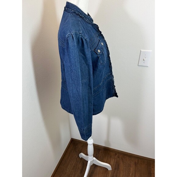 Dressbarn Woman's Ruffle Long Sleeve Denim Jacket With Front Pockets Size Large - Picture 5 of 9